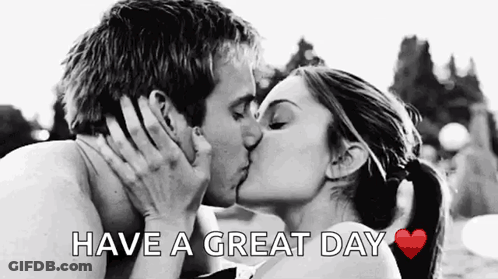 Black And White Couple Kissing Have A Great Day GIF