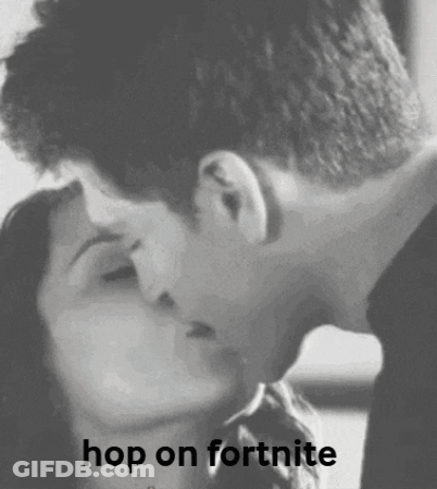 Black And White Couple Kissing Hop On Fortnite GIF