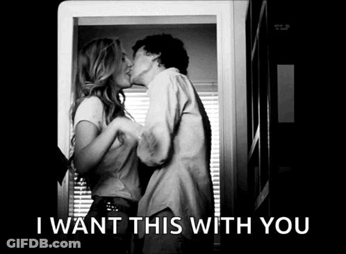 Black And White Couple Kissing I Want This With You GIF