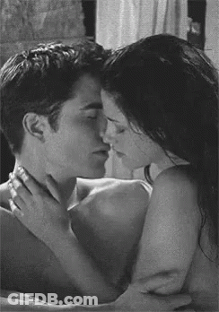 Black And White Couple Kissing In Bathtub GIF