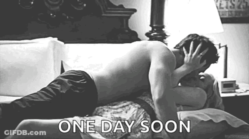 Black And White Couple Kissing On Bed One Day Soon GIF
