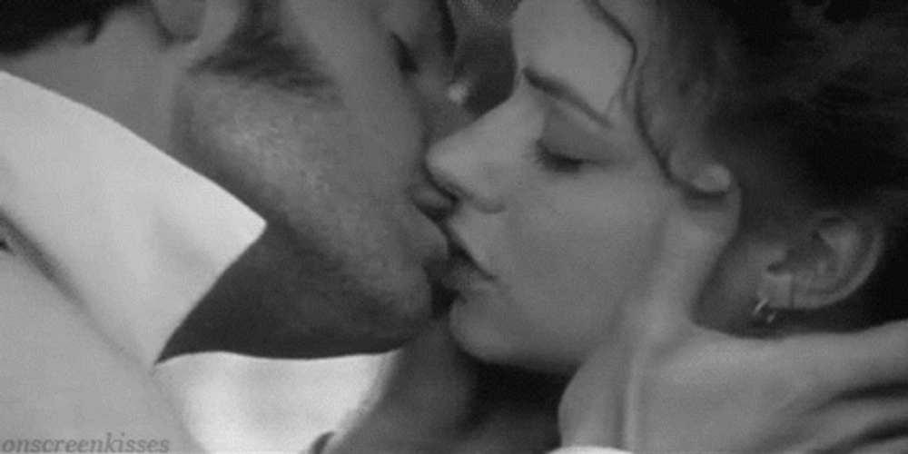 Black And White Couple Smooch GIF