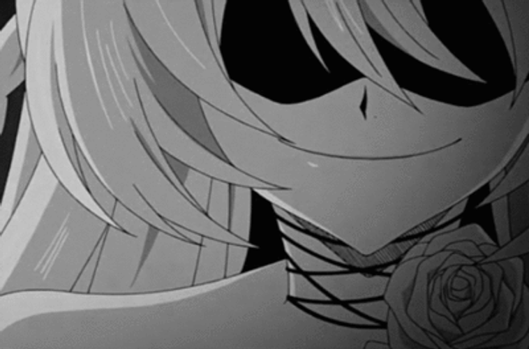 Black And White Creepy Anime Smirking GIF