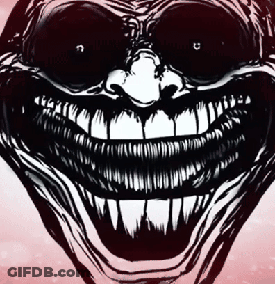 Black And White Creepy Face With Big Smile GIF