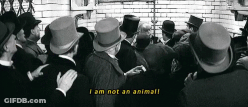 Black And White Crowd Saying I Am Not An Animal GIF