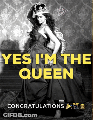 Black-And-White Crowned Woman Says Yes I'm The Queen GIF