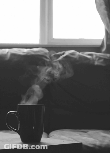 Black And White Cup Of Steaming Coffee GIF
