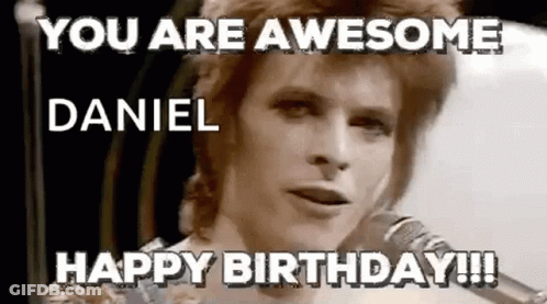 Black And White David Bowie Singing Into Microphone You Are Awesome Daniel Happy Birthday GIF