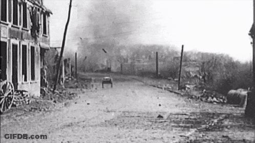 Black And White Destroyed Town Street GIF