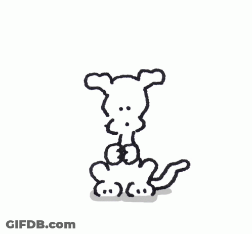 Black And White Dog With Two Hearts On Face GIF