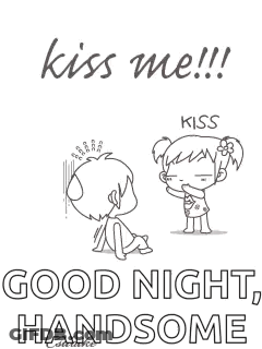 Black And White Drawing Boy Girl Saying Kiss Me Good Night Handsome GIF