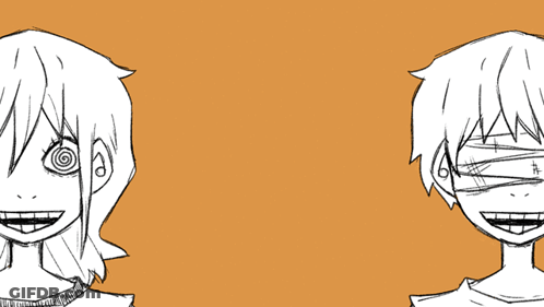 Black And White Drawing Girl And Boy Eyes Closed GIF