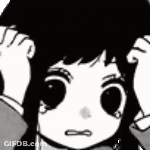 Black And White Drawing Girl Holding Head GIF