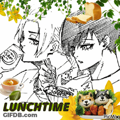 Black And White Drawing Man And Woman Lunchtime GIF