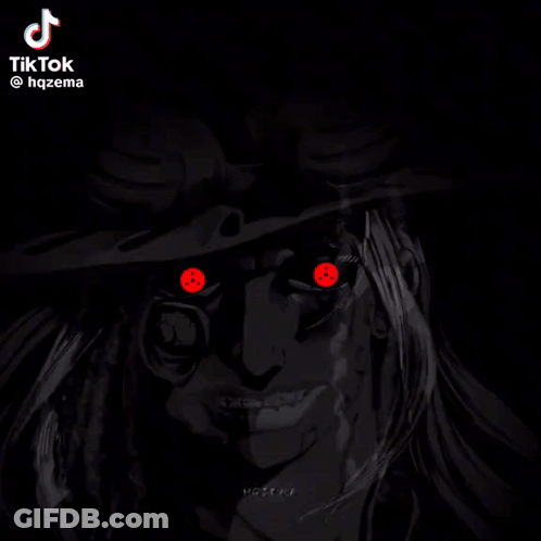 Black And White Drawing Man With Red Eyes And TikTok Logo GIF