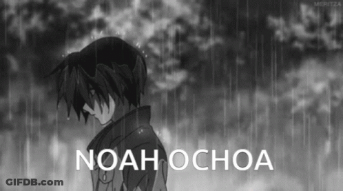 Black And White Drawing Of Boy In Rain Noah Ochoa GIF
