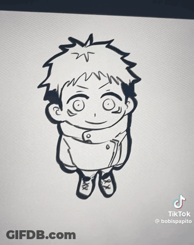 Black And White Drawing Of Boy Saying Hippie GIF