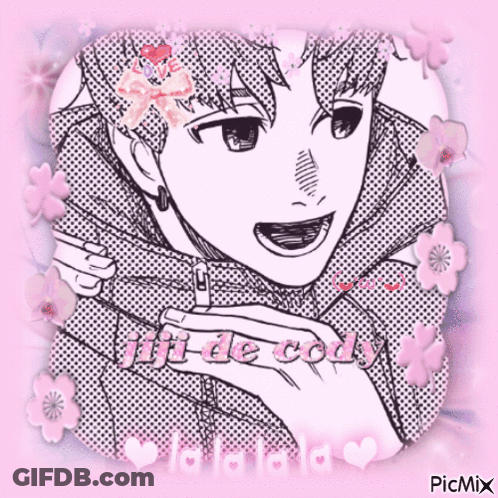 Black And White Drawing Of Boy With Jiji De Cody GIF