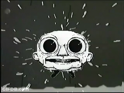 Black And White Drawing Of Face With Big Eyes GIF