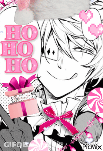 Black And White Drawing Of Girl Ho Ho Ho GIF