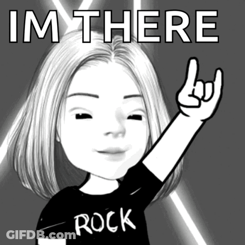 Black And White Drawing Of Girl In Rock T-Shirt GIF