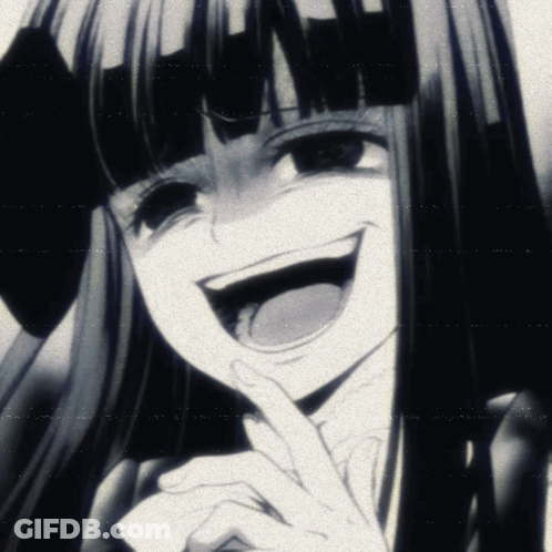 Black And White Drawing Of Girl With Huge Smile GIF