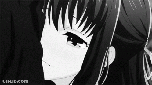Black And White Drawing Of Girl With Long Black Hair GIF