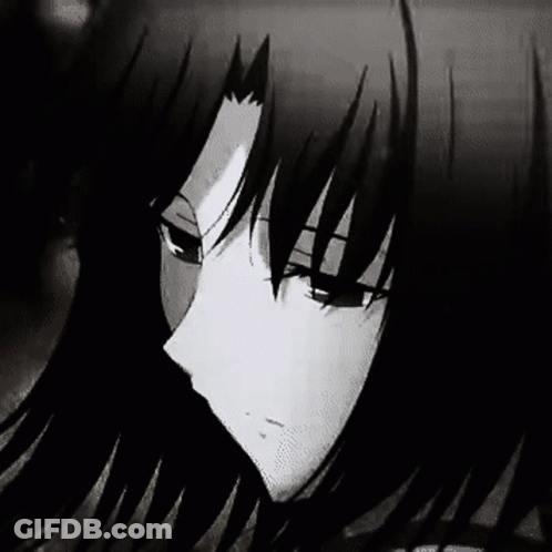 Black And White Drawing Of Girl With Long Dark Hair GIF