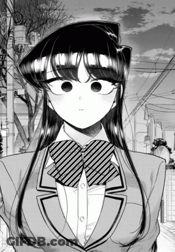 Black And White Drawing Of Girl With Long Hair And Striped Bow Tie GIF