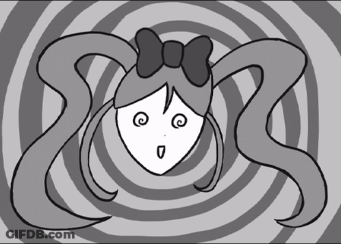 Black And White Drawing Of Girl With Pigtails And Bow GIF