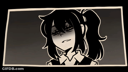 Black And White Drawing Of Girl With Ponytails GIF