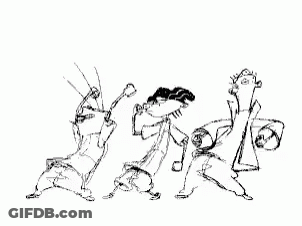 Black And White Drawing Of Group Of People Standing GIF