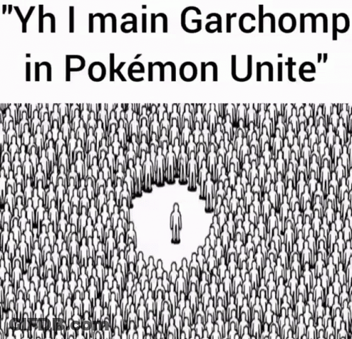 Black And White Drawing Of Group Saying Yh I Main Garchomp In Pokemon Unite GIF