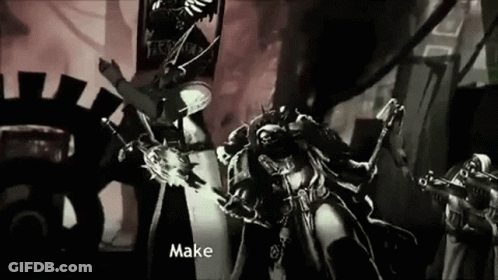Black And White Drawing Of Group Standing With Make Text GIF