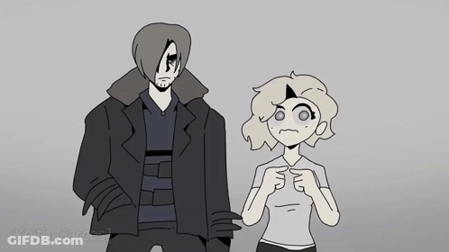 Black And White Drawing Of Man And Girl Keith Gardner GIF