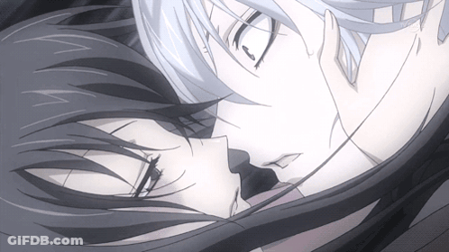 Black And White Drawing Of Man And Woman Kissing GIF