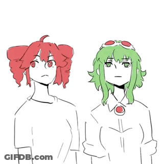 Black And White Drawing Of Man And Woman With Green Hair GIF