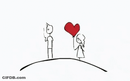 Black And White Drawing Of Man And Woman With Heart GIF