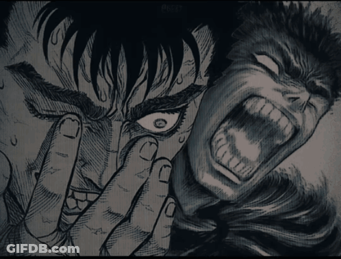 Black And White Drawing Of Man Face With Word Front GIF