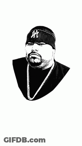 Black And White Drawing Of Man In NY Yankees Hat GIF