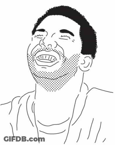 Black And White Drawing Of Man Laughing With Journey.com GIF