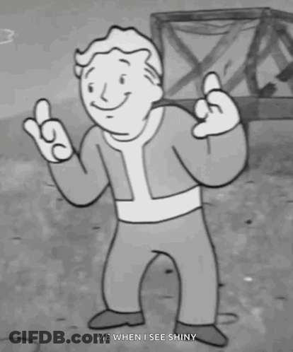 Black And White Drawing Of Man Saying Me When I See Shiny GIF