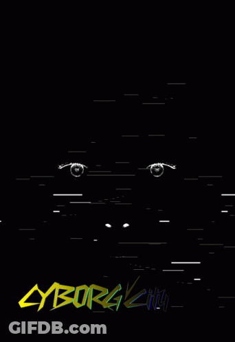 Black And White Drawing Of Man With Cyberreality In Yellow GIF
