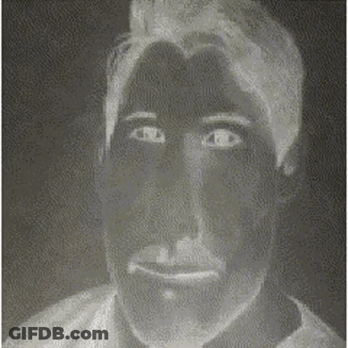 Black And White Drawing Of Man With Eyes Closed GIF