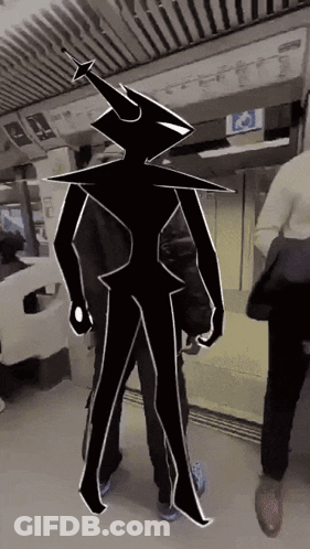 Black And White Drawing Of Man With Horned Head GIF