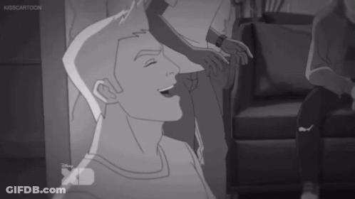 Black And White Drawing Of Man With Kisscartoon Logo GIF