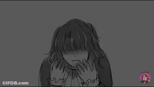 Black And White Drawing Of Man With Long Hair And Beard Crying GIF