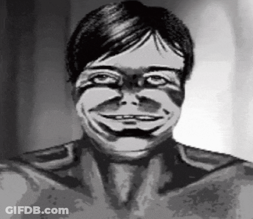 Black And White Drawing Of Man With Smiley Face GIF