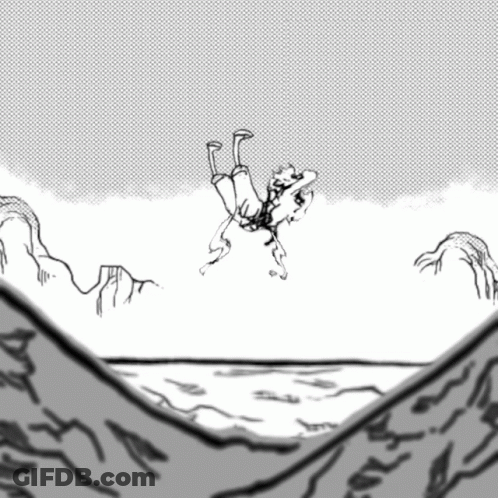 Black And White Drawing Of Person Falling Into Ocean GIF