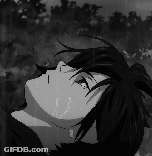 Black And White Drawing Of Person Lying In Rain GIF